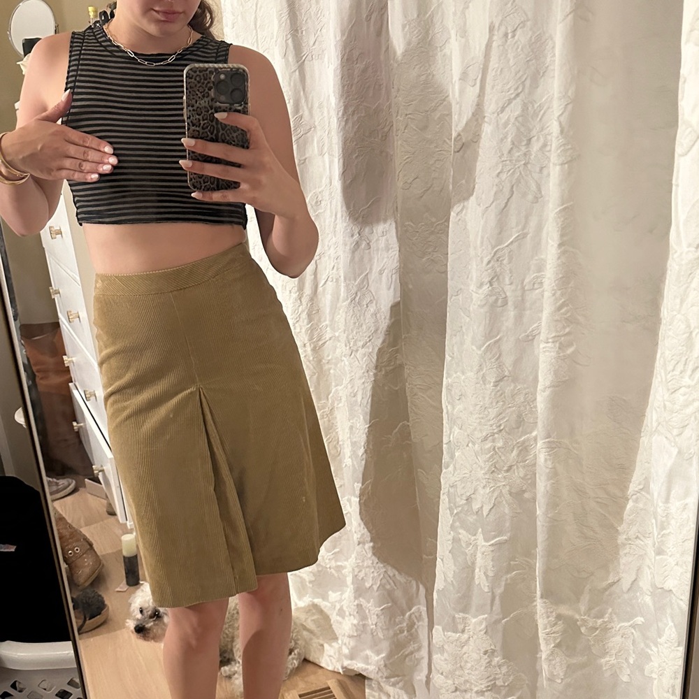 J crew Tan Women's midi corduroy Skirt